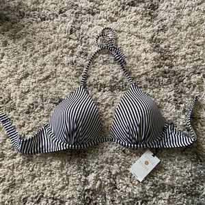 NWT 36B Black & White Bikini Top
